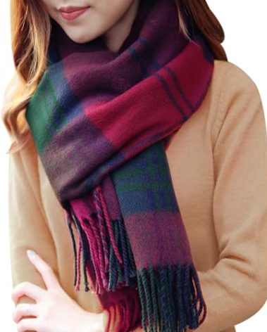 YSense Women's Long Plaid Blanket Scarf Chunky Oversized Winter Fall Warm Big Tartan Scarves Wrap Shawl Ladies Gifts