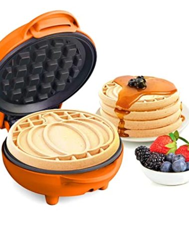 Nostalgia Mymini personal electric pumpkin waffle maker orange