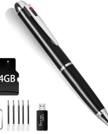 1080P Nanny Camera Pen, 64G Body Camera, Rechargeable Portable Pocket Cam, Security Cameras for Business & Learning