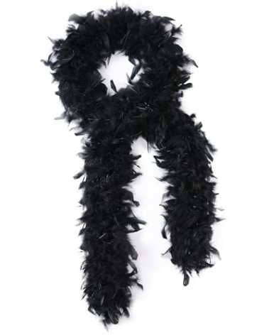 SOGUGOM Black 35g Feather Boas - 2 Yards Boa Feathers for Party, Concert, Halloween, Christmas and Dancing Wedding(Black)