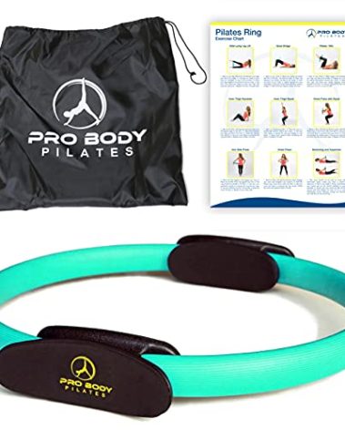 ProBody Pilates Fitness Circle – 14 Inch Pilates Ring for Yoga and Other Workouts, Focusing on Toning Inner Thighs, Arms, Core and Back, at Home Pilates Equipment (Aqua)