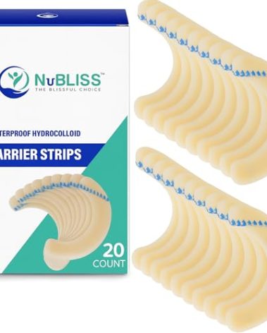 20PCS Ostomy Barrier Strips – Hydrocolloid Ostomy Supplies, Medical-Grade Adhesive Seal Strip for Ileostomy, Urostomy, Colostomy Bags - Elastic, Leakproof, Waterproof Ostomy Tape for Skin