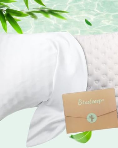 Cooling Pillow Cases for Side Sleeper, Curved Pillow Covers King Size 1 Pack, Rayon Derived from Bamboo, Breathable Soft Silk Pillow Case for Hair Skin with Zipper, White, 20"×36"