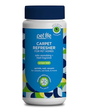 Pet Life Unlimited Carpet Refresher & Deodorizer Powder - Pet Safe, Plant Based Juniper Leaf Scent, Made in USA - 16oz (Pack of 1)