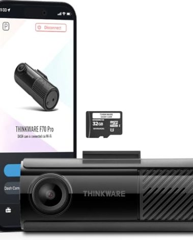 Thinkware Dash Cam, F70 PRO - 1080p FHD, Wi‑Fi, Smart Parking Mode with Super Night Vision, 32GB microSD