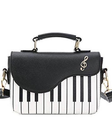DKUWBJAS Piano Purse Guitar Shaped Bag Unusual Music Handbags Cute Messenger Clock Kawaii House for Women