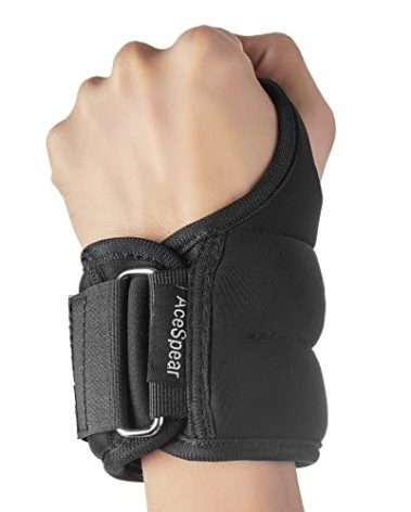 AceSpear Wrist Weights with Thumb Loops Lock for Men Women 1lb*2 2lbs*2 3lbs*2 Ankle Weights Weighted Gloves for Running Strength Training Walking Exercises (Black, 2 lbs x 2)