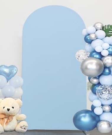 6.6 FT Arch Backdrop Cover, JFDYDM Baby Blue Wedding Arch Cover 6.6 FT, Baby Blue Chiara Backdrop Covers for Party Baby Shower Birthday