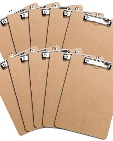 Letter Size Clipboards with Low Profile Clip (Set of 10) - Wood Clipboards Bulk 10 Pack, Heavy Duty Clipboard, Back to School Teacher Classroom Supplies, School Supplies for College Students