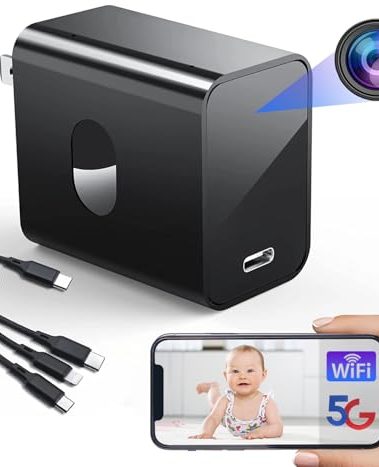 4K Nanny Camera Supports 2.4G&5G WiFi, Mini Hidden Camera Charger with Motion Detection, Night Version, Nanny Cam Hidden Camera, Small Hidden Camera Wireless Security Camera with Motion Detection