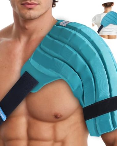 Comfcube Shoulder Ice Pack Wrap for Injuries, 2 Hours Long Lasting Rotator Cuff Cold Therapy Flexible Shoulder Ice Pack for Pain Relief, FSA Eligible, Cold Pack for Tendinitis, Surgery, Swelling