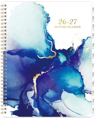 2026-2027 Monthly Planner/Calendar - January 2026 - December 2027, 9" × 11", 2 year calendar 2026-2027 monthly planner with Flexible Cover + Pockets - Waterink