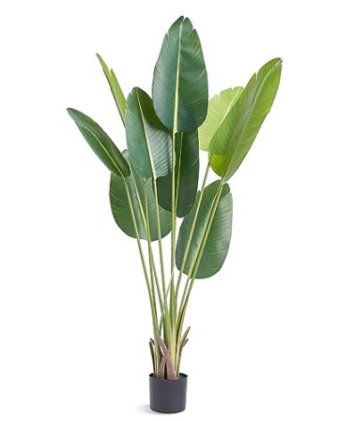 VEVOR Artificial Bird of Paradise Tree, 5 FT Tall Faux Plant, PE Material & Anti-Tip Tilt Protection Low-Maintenance Plant, Lifelike Green Fake Tree for Home Office Warehouse Decor Indoor Outdoor