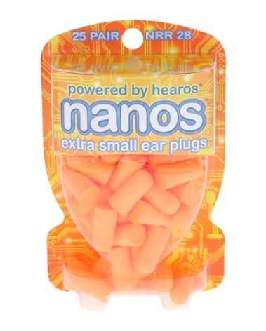 HEAROS Nanos NRR 28 Noise Cancelling Foam Ear Plugs - Extra Small Hearing Protection for Petite Ears - Ideal for Sleeping snoring Travel Concerts Sports Events and Shooting (25 Pairs)