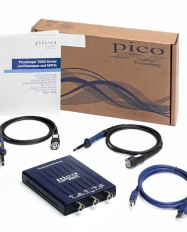 Pico Technology PicoScope 2204A Oscilloscope 2 Channels 10 MHz Bandwidth, 100 MS/s Sampling Rate, Handheld USB PC Digital Portable Lab Kit, with Probes, PS7 Software and Waveform Generator