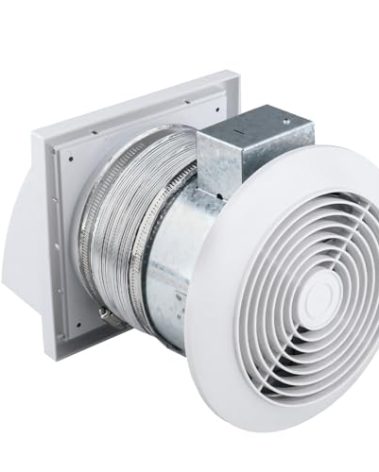 Quini 512M 6-inch Through the Wall Exhaust Fan, 80 CFM 4.0 Sones, Bathroom Wall Exhaust Fan, Kitchen Ventilation Fan, 6-inch Diameter Vent, Retractable Duct
