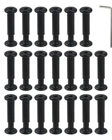 Oedema 20 Sets M4×10mm Black Chicago Screws Joint Furniture Binding Screws Stainless Steel Screw Rivets for Furniture, Chairs, Bed, Φ5×16mm