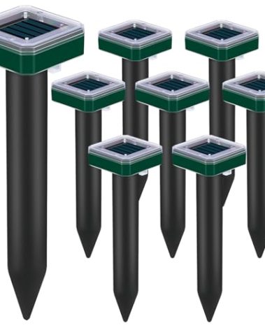 Mole Repellent Solar Powered for Lawns Snake Repellent for Yard Gopher Trap Groundhog Vole Repellent Ultrasonic Spike Outdoor Waterproof Sonic Chipmunk Rodent Burrowing Animals Deterrent Stake (8)