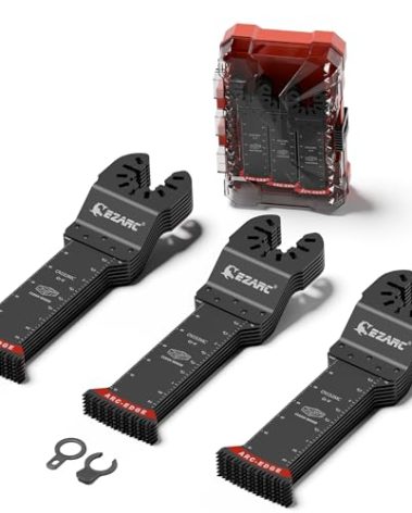 EZARC Japanese Tooth Oscillating Saw Blades, 20 PCS Extra-Long Arc Edge Oscillating Multitool Blades Clean Cut for Wood and Plastic, Universal Quick Release Multi Tool Blades Kits