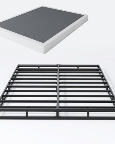 SHLAND Box Springs 5 Inch Queen Box Spring Only Bed Base, Mattress Foundation, Easy Clean Fabric Cover, Non-Slip, No Noise, Easy Assembly