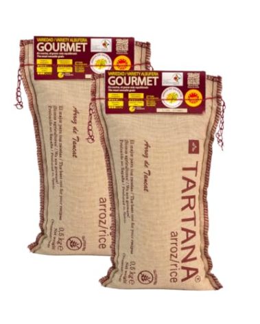 ARROZ TARTANA Authentic Spanish Paella Rice Imported from Spain, Short Grain Albufera, Bomba & Sénia Mix, Great for Risotto, Seafood and Mediterranean Dishes (1.1 LB Bag, 2-Pack)