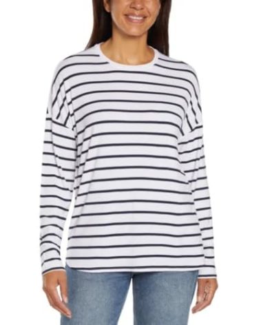 GAP Womens Luxe Long Sleeve Crew Neck Tee T-Shirt White000 L