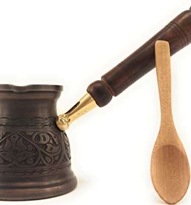 DEDE Copper - IST Series (Medium-9.6 fl.oz) Thickest Solid Copper Engraved Turkish Greek Arabic Coffee Pot, Stovetop Coffee Maker, Cezve, Jezve, Jazva, Jazzve, Ibrik, Briki (Antique)