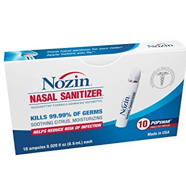 Nozin® Nasal Sanitizer® Antiseptic Popswab® Ampules 10ct Pack | Kills 99.99% of Germs | Alcohol Based 62%