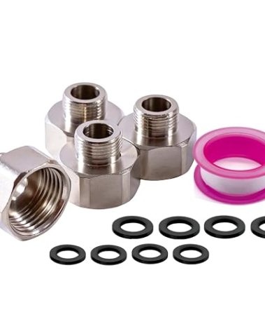 4 PCS brass Water Line Adapter, Pipe Fittings in 1/2" Female to 3/8" Male Reducer Adapter, Compression Fitting for Kitchen Bathroom Faucet Supply Hose, Pipe Connector With Rubber Washer