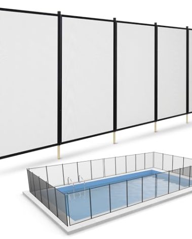 Pool Fence 4 x 15-Feet - Black, Removable Mesh Swimming Pool Safety Fence for Child & Pet Protection – Easy DIY Installation, 25% Longer Than Standard Sections, Matching Self-Closing Gate Kits