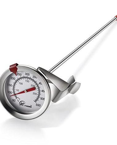 KT THERMO Candy/Deep Fry Thermometer with Instant Read,Dial Thermometer,12" Stainless Steel Stem Meat Cooking Thermometer,Best for Turkey,BBQ,Grill,Analog display
