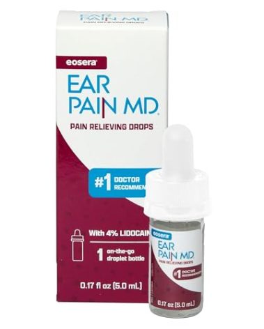 Eosera Ear Pain MD® - 4% Lidocaine Ear Drops for Maximum Strength Earache Pain Relief - Fast-Acting, Numbing Earache Treatment for Adults & Kids (5 mL)