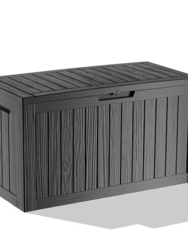 MAIUSCOLI 80 Gallon Waterproof Outdoor Storage Box,Resin Deck Box,Lockable Outside Storage Box Container for Patio Furniure,Garden,Tools (80 Gallon,Black)