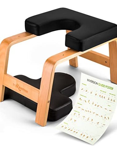 BODY RHYTHM Yoga Headstand Bench, Yoga Inversion Chair, Headstand Trainer for Relieve Stress, Improve Sleep & Digestion and Strength Training, Ideal for Home Workout, Fitness and Gym (Classic Black)
