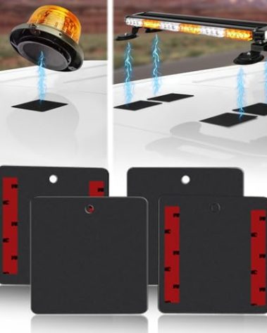 DHUJBFF 4PC Self-Adhesive Magnetic Mount Pad for Cars Pickup Trucks SUV Aluminum Cabs, for Magnetic Light Mounts, Resistant Black Powdercoat, Ideal for Light Bars, Strobe Beacons, Spot Lights