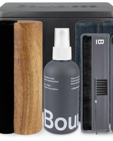 Boundless Audio Vinyl Record Cleaning Kit - 8-in-1 Vinyl Cleaner Kit Includes Carbon Fiber & Velvet Record Brushes, Stylus Brush, Cleaning Solution, Microfiber Cloths & Metal Case