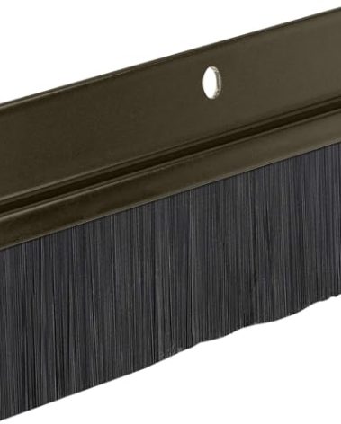 Heavy Duty Brush Door Sweep – 48" Long Brown Draft Stopper | Aluminum Holder with 2" Polypropylene Bristles | Weather Stripping Door Bottom Seal for Exterior & Interior Doors