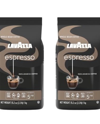 Lavazza Espresso Whole Bean Coffee, Medium Roast, 100% Arabica, 2.2 lb Bag (Pack of 2)