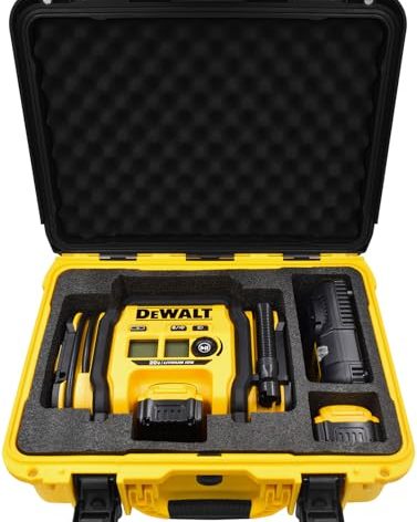 Air Compressor Case for DEWALT 20V MAX Tire Inflator DCC020IB - Waterproof, Dustproof, Shockproof Air Pump Hard Storage Carrying Bag for DEWALT Tools, Battery & Charger - Case Only