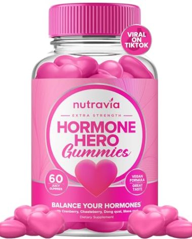 Hormone Balance For Women Gummies + PMS Relief Supplement - Supports Mood Swings, Clear Skin, Reduced Cramps and Bloating - Hormonal PMS Gummies PCOS Vitamin with Cranberry, Dong Quai (60 Gummies)