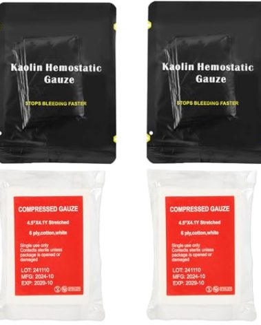 Quick Blood Clotting Emergency Gauze 3" x 145" (2 Pack)- Sterile Hemostatic Z-Folded Compressed Gauze 6-Ply (2 Pack) for First Aid, Combat, Survival, IFAK Trauma Kit Supplies Refill (STAMEN) ﻿