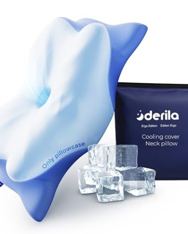 Derila Ergo Cervical Neck Pillow Pillowcase for Sleeping Ergonomic Pillow Contour Neck Support Memory Foam Pillows for Back, Side Sleeper Pillows (Pillowcase - 21.25 x 14.17 x 4.72 in)