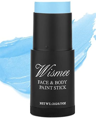 Wismee Light Blue Face Paint Stick,Non-Toxic Oil Based Face Painting Kit For Avatar Corpse Bride Halloween Costume SFX Cosplay Makeup,Sweatproof Waterproof Blue Eye Black Stick for Sport