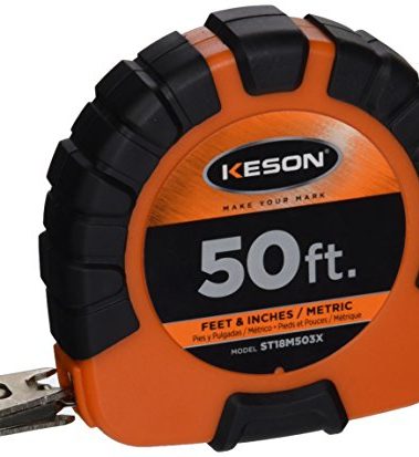 Keson ST18M503X Closed-ABS Housing Steel Tape Measures, Speed Rewind (Graduations: ft., in., 1/8 & cm, mm), 50-Foot / 15M