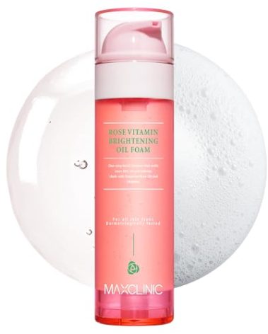 [K-Beauty] Rose Vitamin Oil to Foam - All-in-One Korean Face Wash OilBased Foaming Facial Cleanser - Pore Minimizing & Blackhead Remover - Makeup Deep Cleansing Oil for All Skin Types (3.88 fl oz)