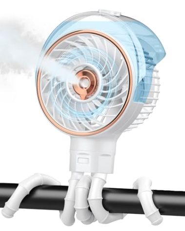 Ausic Stroller Fan with Mist, 100ml Misting Portable Fan for Stroller, Baby Fans with Detachable Tripod, Baby Essentials, Clip on Fans for Crib, Treadmill, Car Seat, Outdoor