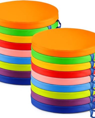 Marsui 18 Pcs Round Floor Cushions for Classroom, 12" Flexible Floor Seating with Handle for Kids Students Colorful Seats for School Kindergarten Daycare Playroom Home Nursery(Rainbow Color)