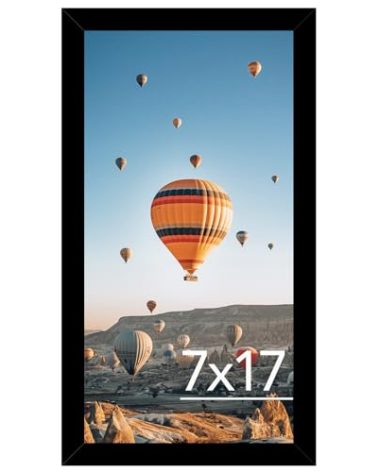 JCJMY 7x17 Picture Frame Black for Poster Photo Picture, Horizontal and Vertical Formats for Wall Hanging, 7 x 17 Wall Gallery Poster Photo Frame for 7 by 17 Photos Posters, Black