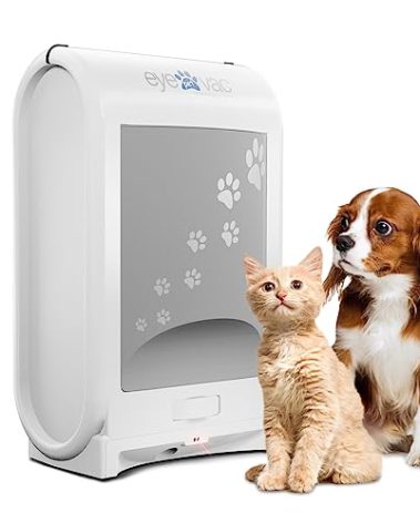 EyeVac Pet Touchless Vacuum Automatic Dustpan - Ultra Fast & Powerful - Great for Sweeping Cat Dog Pet Hair Food Dirt Kitchen, Corded Canister Vacuum, Bagless, Automatic Sensors, 1400 Watt (White)