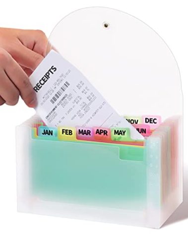 H4D Coupon Receipt Holder, 13 Pocket Accordion File Organizer, 7x4.5 Inches, Colored